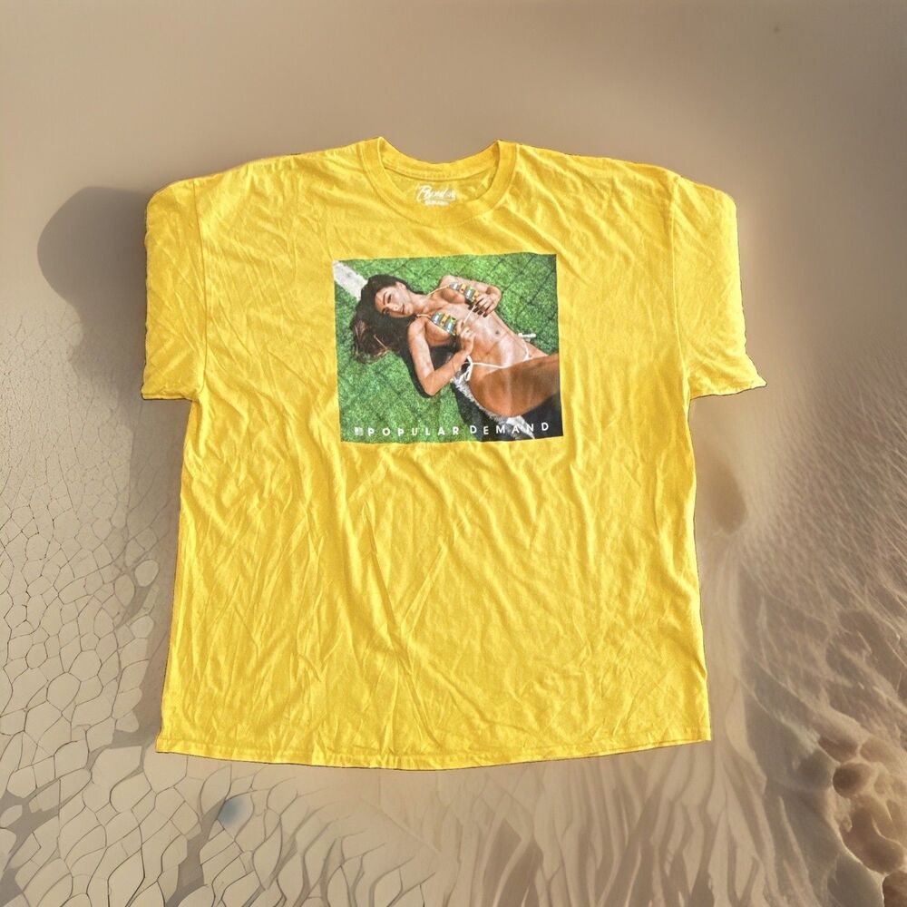 BIG & TALL Popular Demand Yellow Graphic Print TShirt Size 2XL Gooner Babe GUC